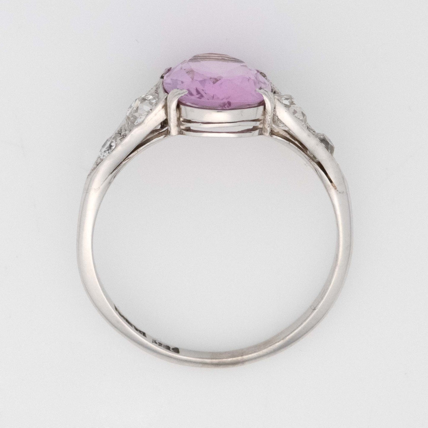 Art Deco 18ct White Gold 1.75 Carat Pink Topaz and Diamond Ring - Friar House Antique Jewellery