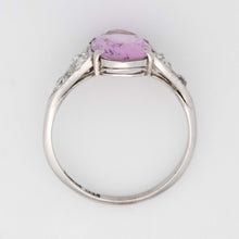 Art Deco 18ct White Gold 1.75 Carat Pink Topaz and Diamond Ring - Friar House Antique Jewellery