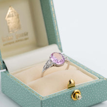 Art Deco 18ct White Gold 1.75 Carat Pink Topaz and Diamond Ring - Friar House Antique Jewellery