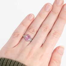 Art Deco 18ct White Gold 1.75 Carat Pink Topaz and Diamond Ring - Friar House Antique Jewellery