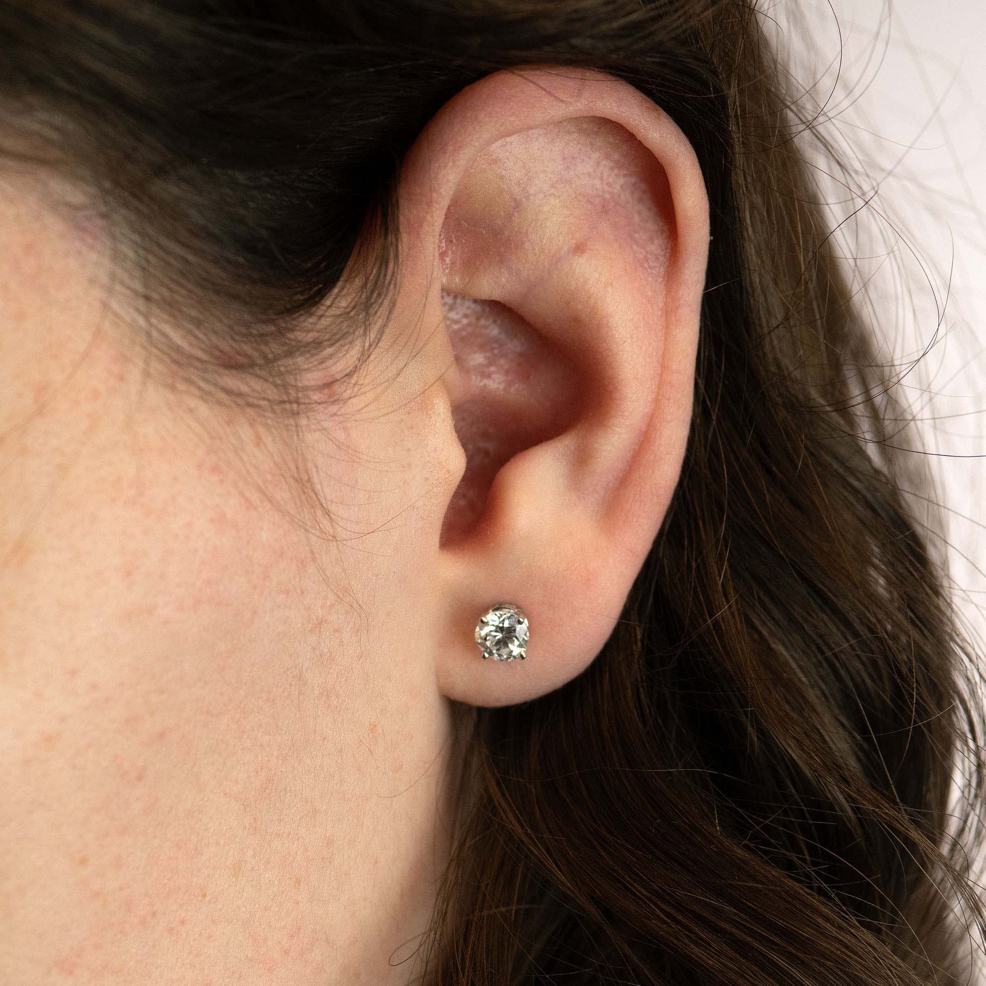 Art Deco 18ct White Gold 1.20 carat Diamond Stud Earrings - Friar House