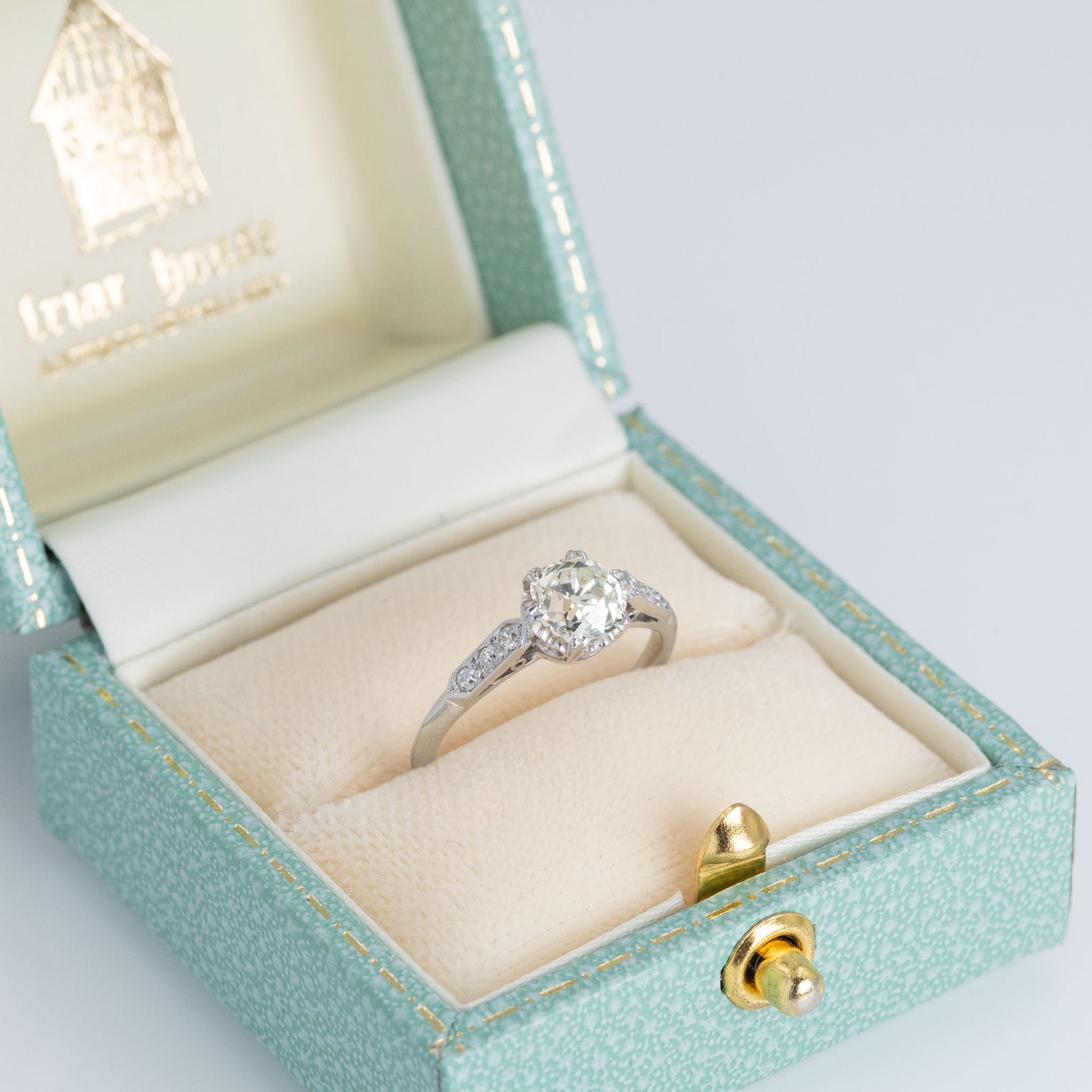Art Deco 18ct White Gold 1 carat Diamond Solitaire Ring -  Friar House