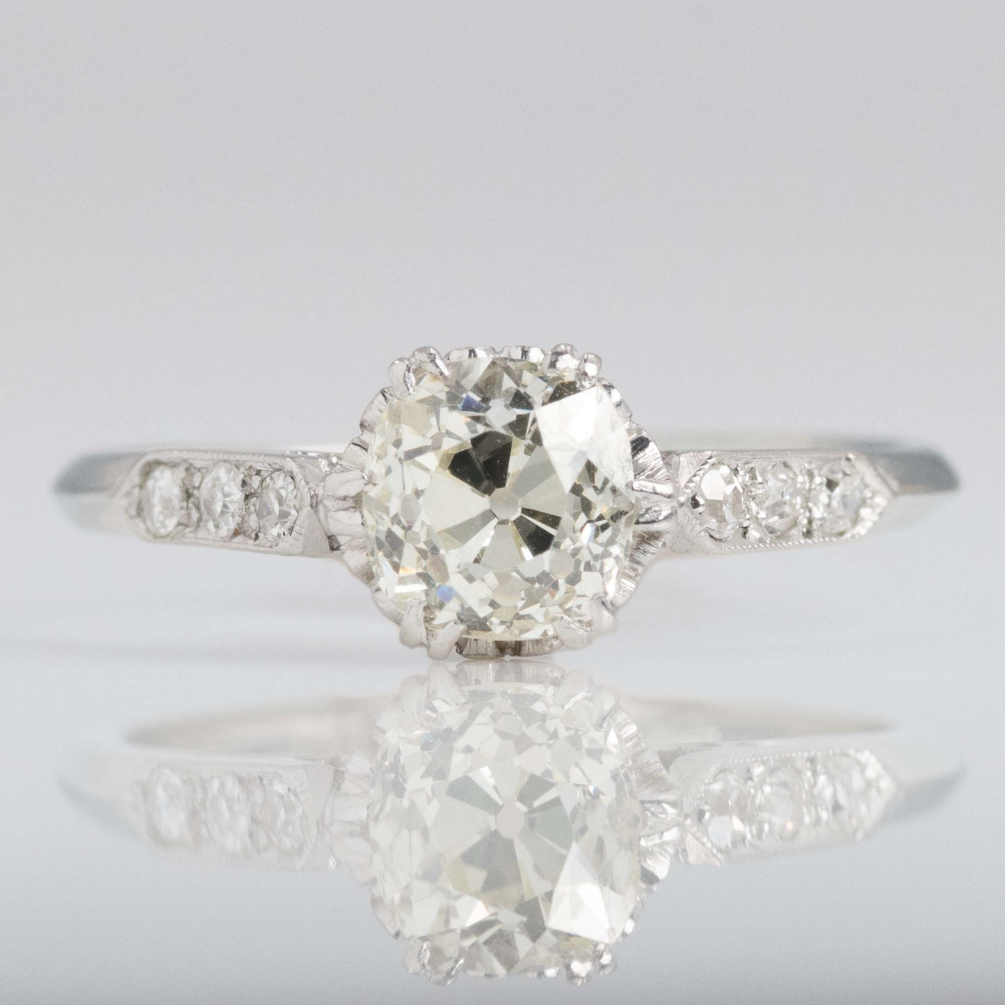 Art Deco 18ct White Gold 1 carat Diamond Solitaire Ring - Friar House