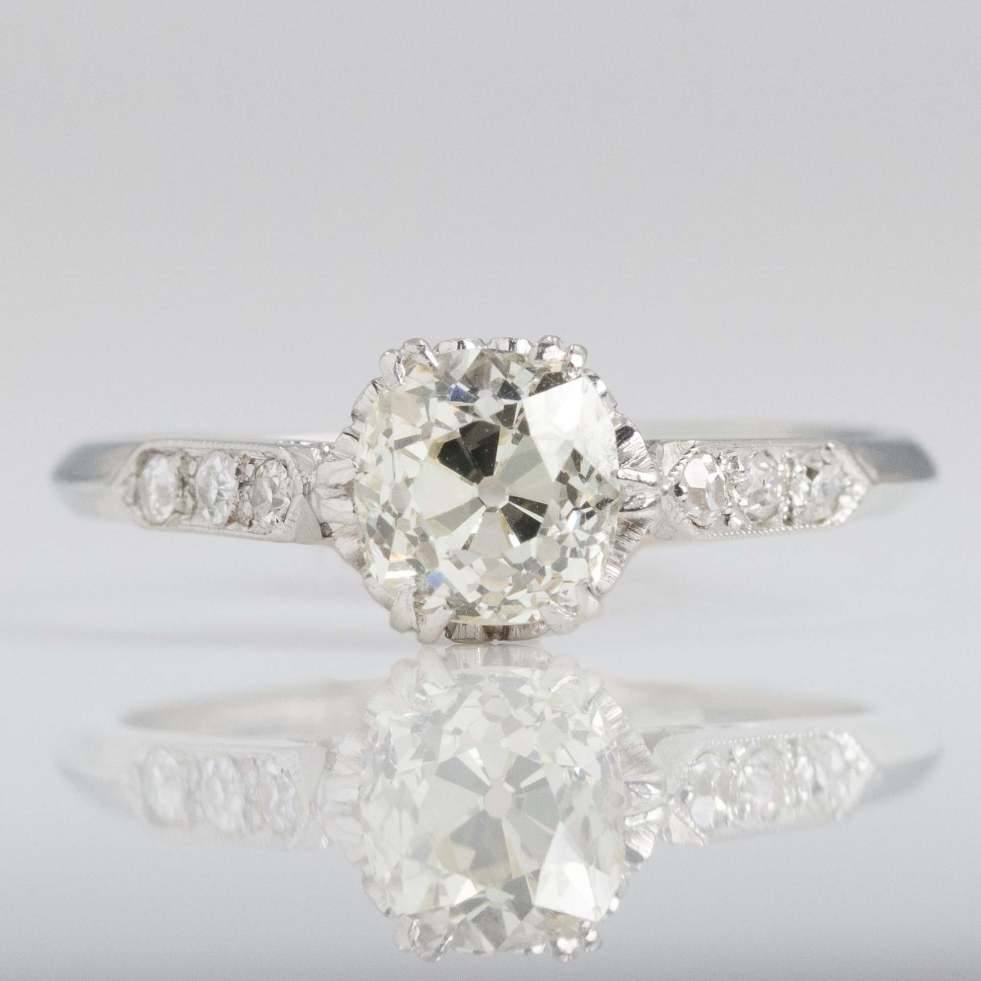 Art Deco 18ct White Gold 1 carat Diamond Solitaire Ring - Friar House