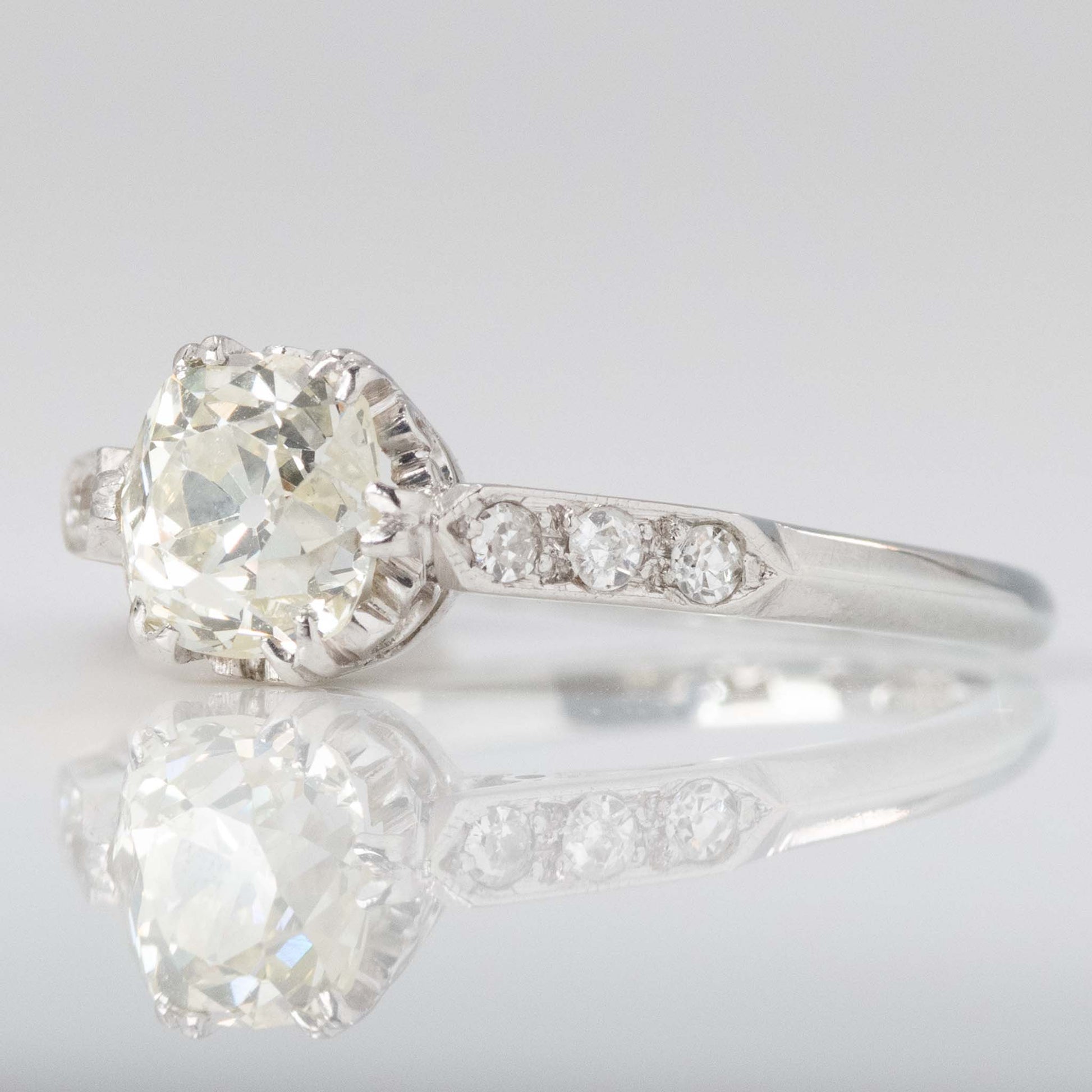 Art Deco 18ct White Gold 1 carat Diamond Solitaire Ring - Friar House
