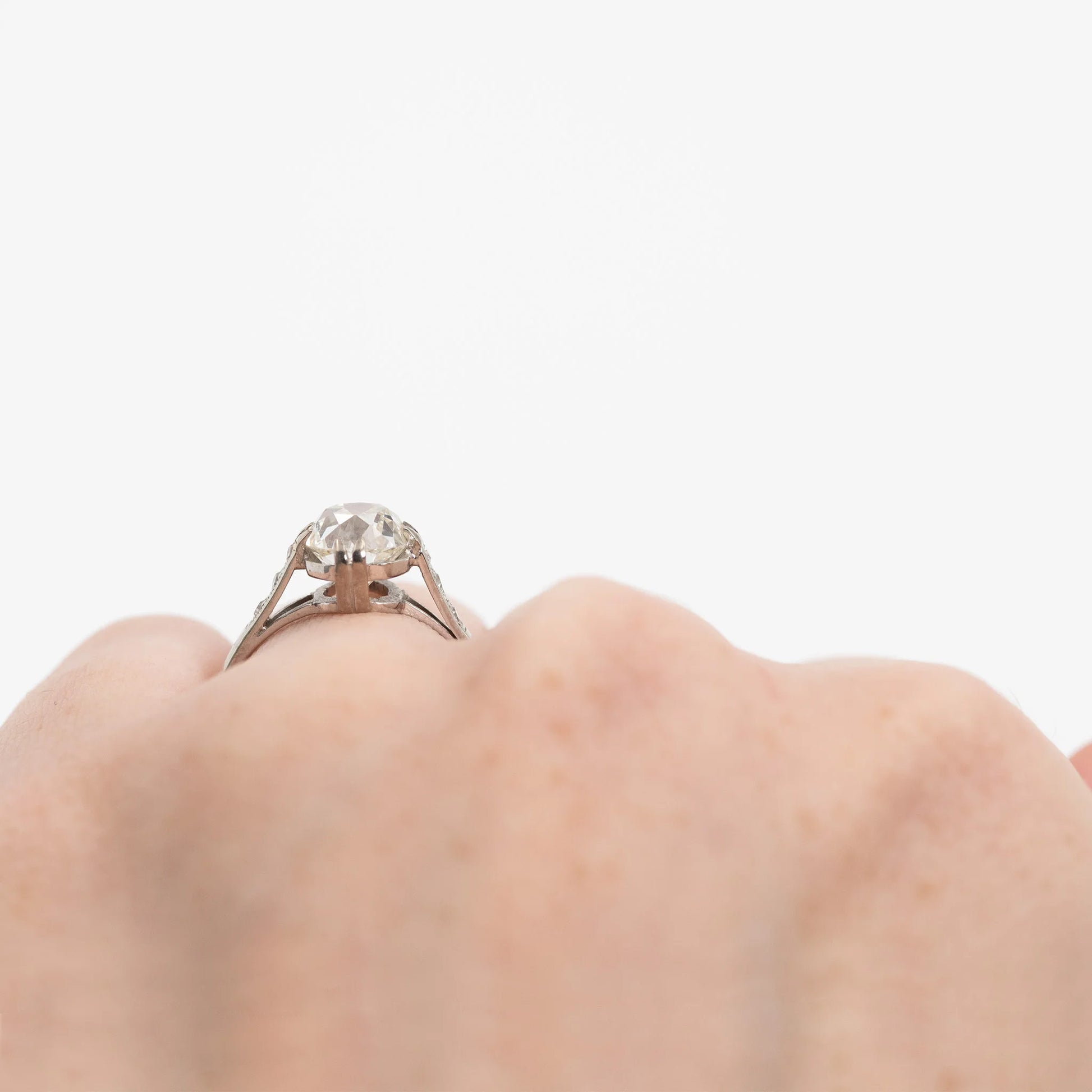 Art Deco 18ct White Gold 2.03 Carat Diamond Solitaire Ring - Friar House