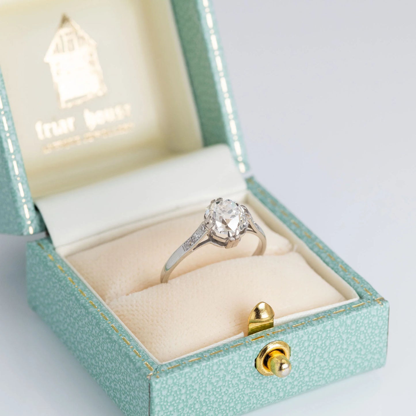 Art Deco 18ct White Gold 2.03 Carat Diamond Solitaire Ring - Friar House