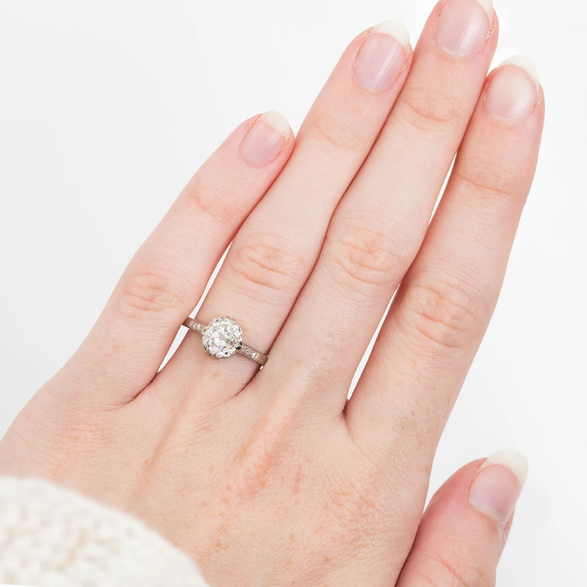 Art Deco 18ct White Gold 2.03 Carat Diamond Solitaire Ring - Friar House