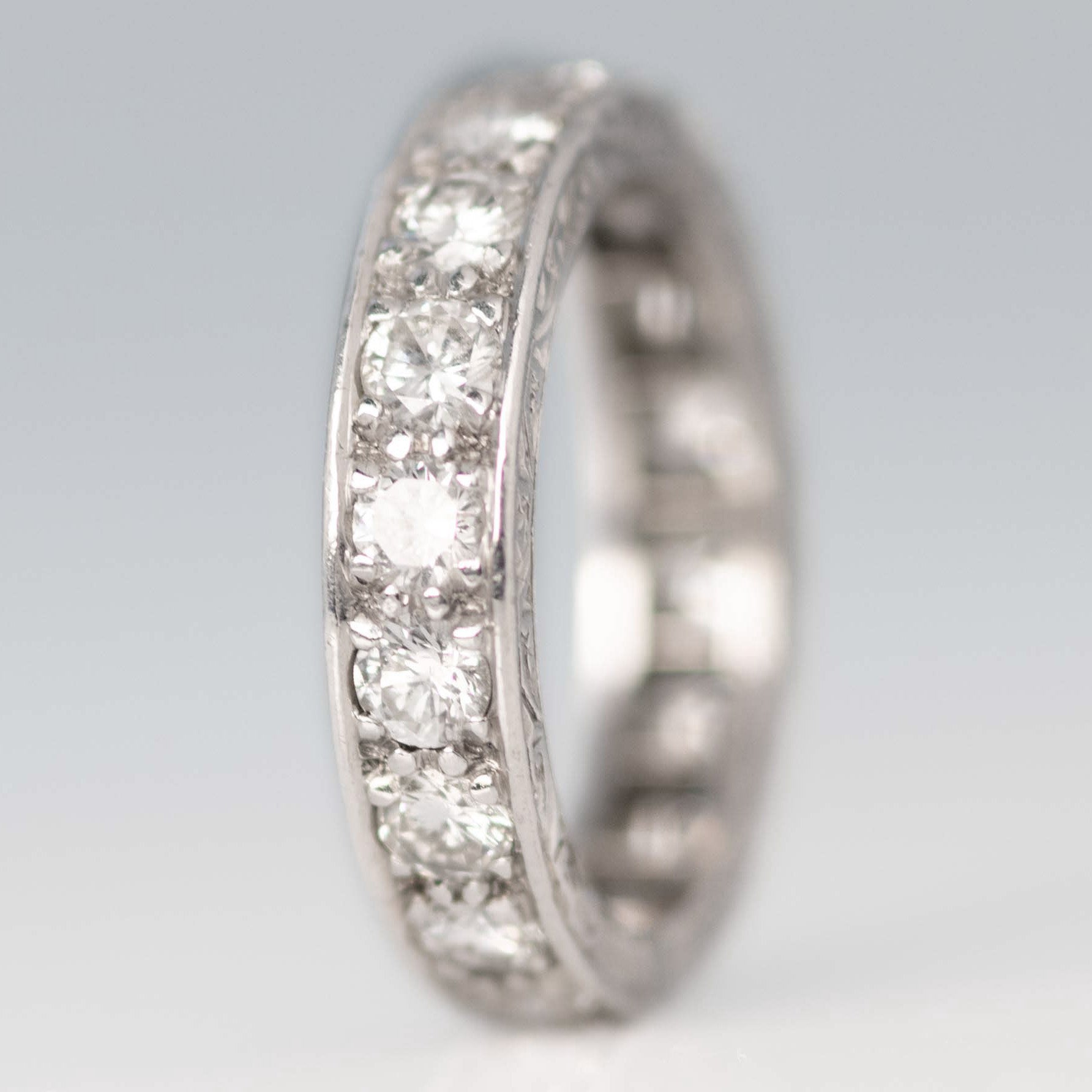 Art Deco 18ct White Gold 2.5 Carat Diamond Eternity Ring Size J - Friar House