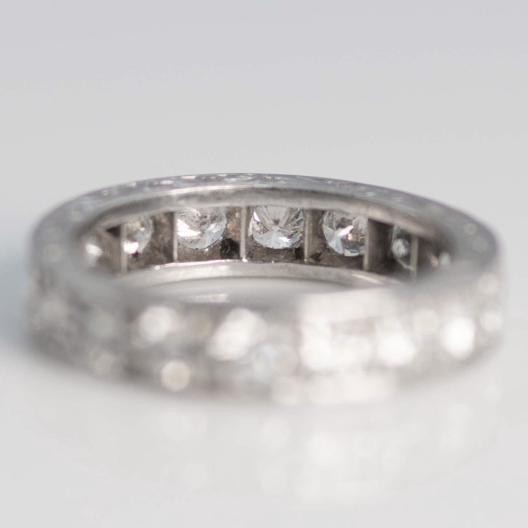Art Deco 18ct White Gold 2.5 Carat Diamond Eternity Ring Size J - Friar House