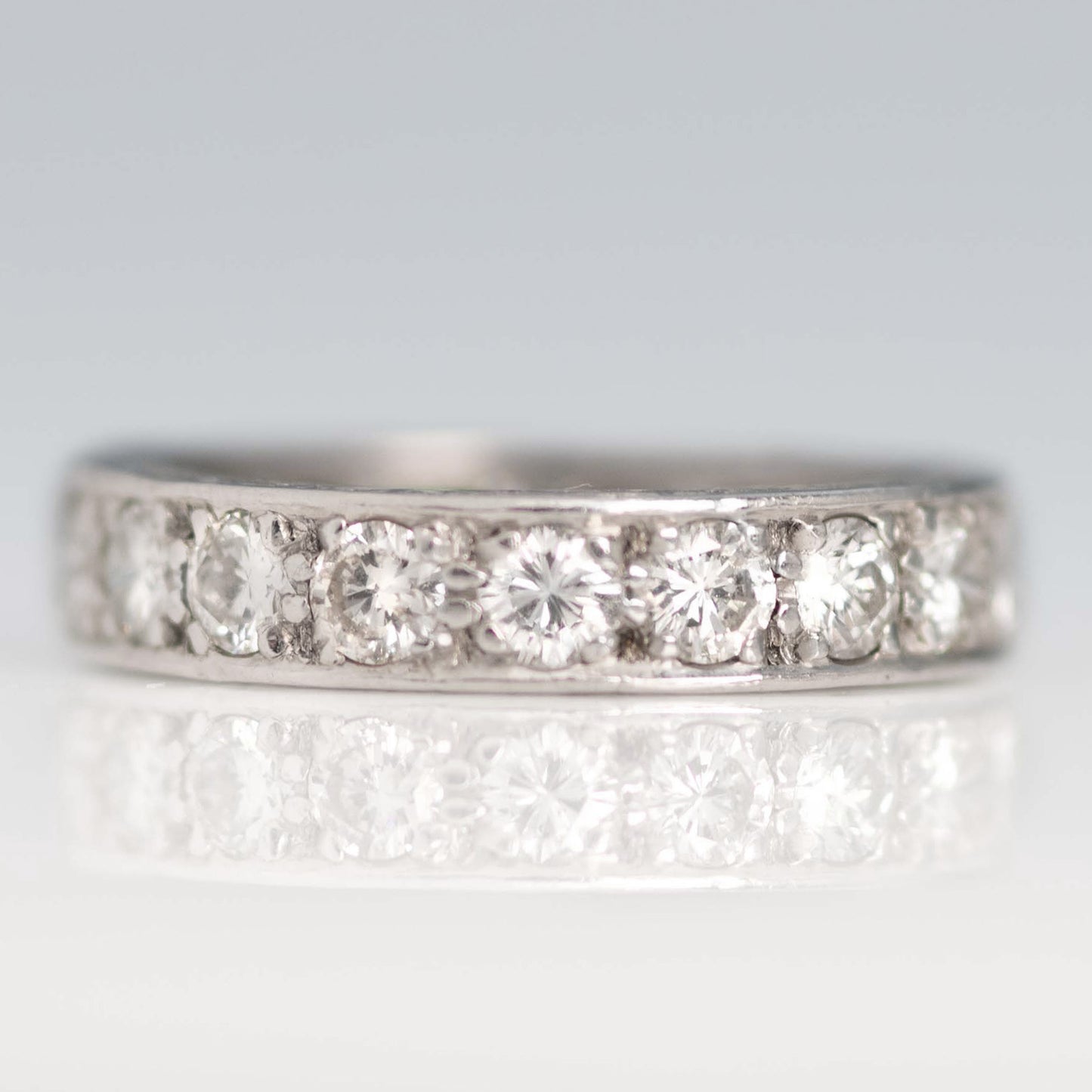 Art Deco 18ct White Gold 2.5 Carat Diamond Eternity Ring Size J - Friar House