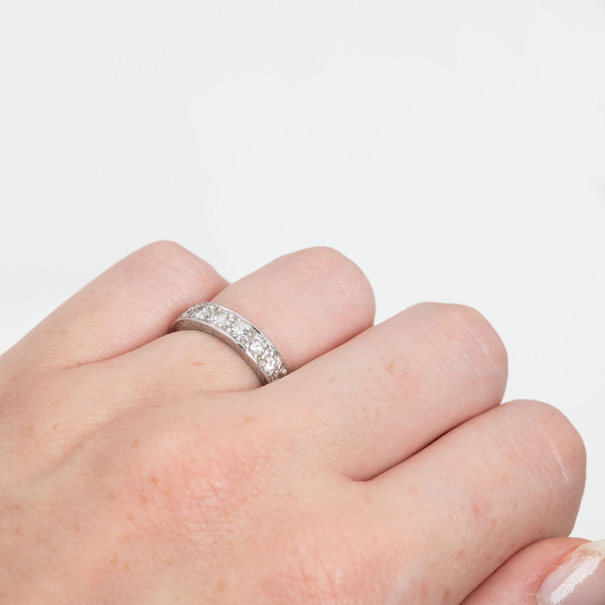 Art Deco 18ct White Gold 2.5 Carat Diamond Eternity Ring Size J - Friar House