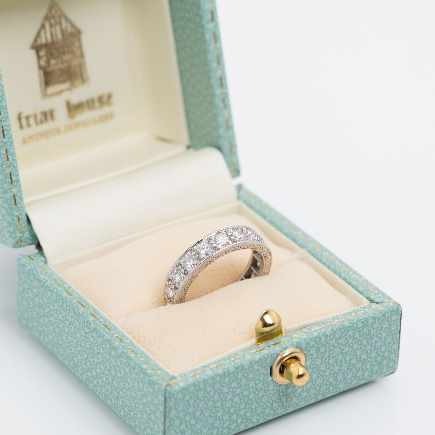 Art Deco 18ct White Gold 2.5 Carat Diamond Eternity Ring Size J - Friar House