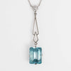 Art Deco 18ct White Gold 4.25 carat Aquamarine and Diamond Pendant