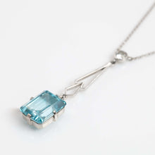 Art Deco 18ct White Gold 4.25 carat Aquamarine and Diamond Pendant - Friar House