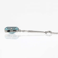 Art Deco 18ct White Gold 4.25 carat Aquamarine and Diamond Pendant - Friar House