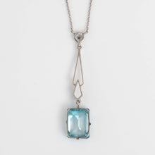 Art Deco 18ct White Gold 4.25 carat Aquamarine and Diamond Pendant - Friar House