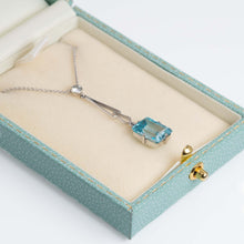 Art Deco 18ct White Gold 4.25 carat Aquamarine and Diamond Pendant - Friar House