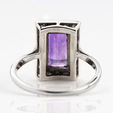 Art Deco 18ct White Gold Amethyst and Diamond Panel Ring - Friar House