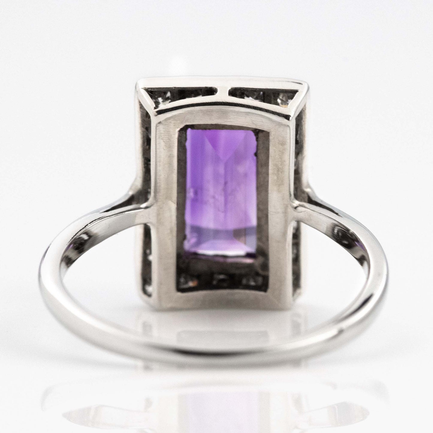 Art Deco 18ct White Gold Amethyst and Diamond Panel Ring-Friar House