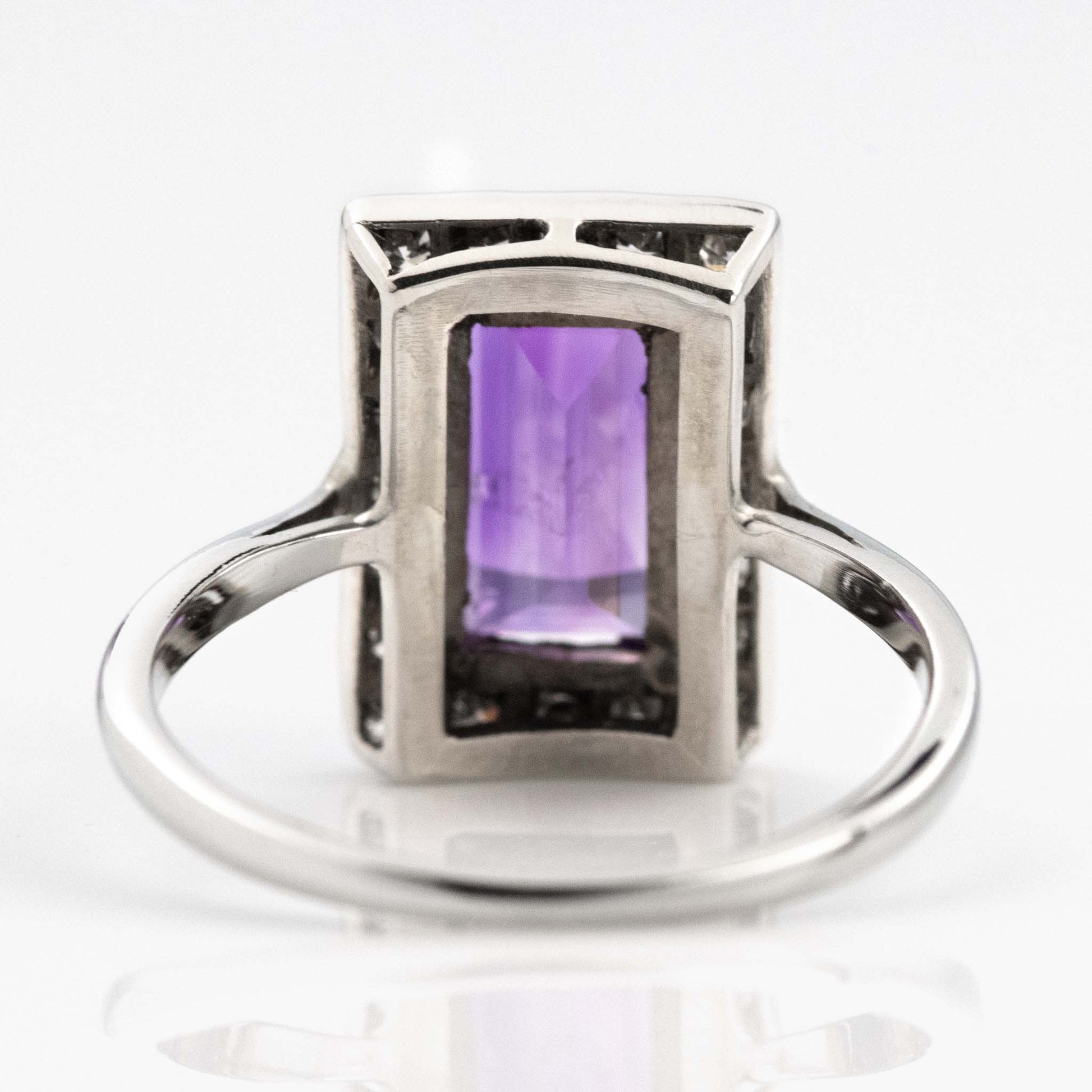 Art Deco 18ct White Gold Amethyst and Diamond Panel Ring-Friar House