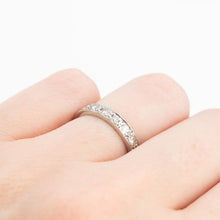 Art Deco 18ct White Gold Diamond Eternity Ring Size J 1/2 - Frair House