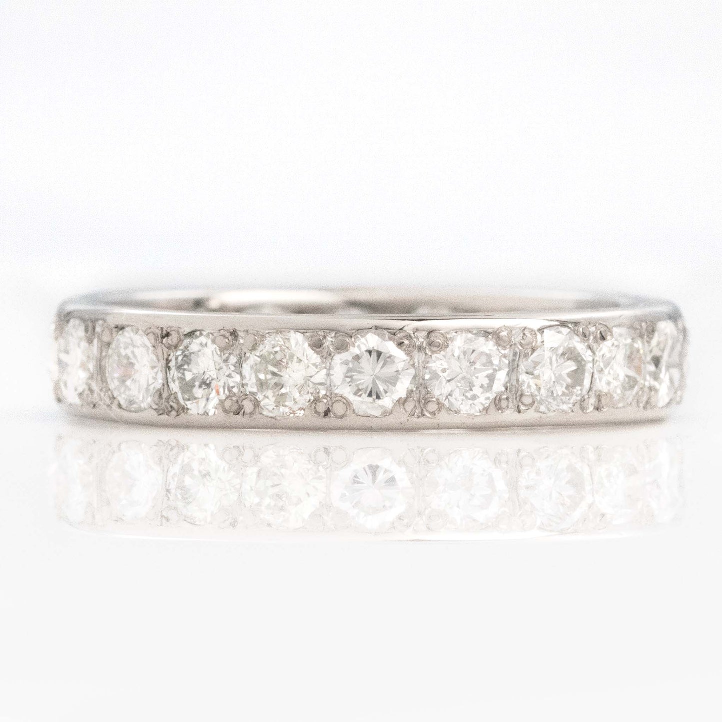 Art Deco 18ct White Gold Diamond Eternity Ring Size O 1/2 - Friar House