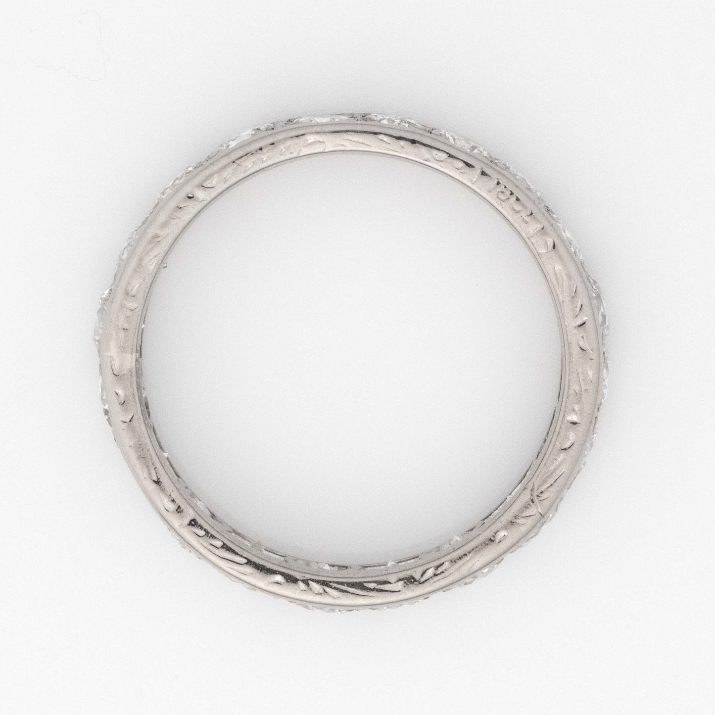 Art Deco 18ct White Gold Diamond Eternity Ring Size O 1/2 - Friar House
