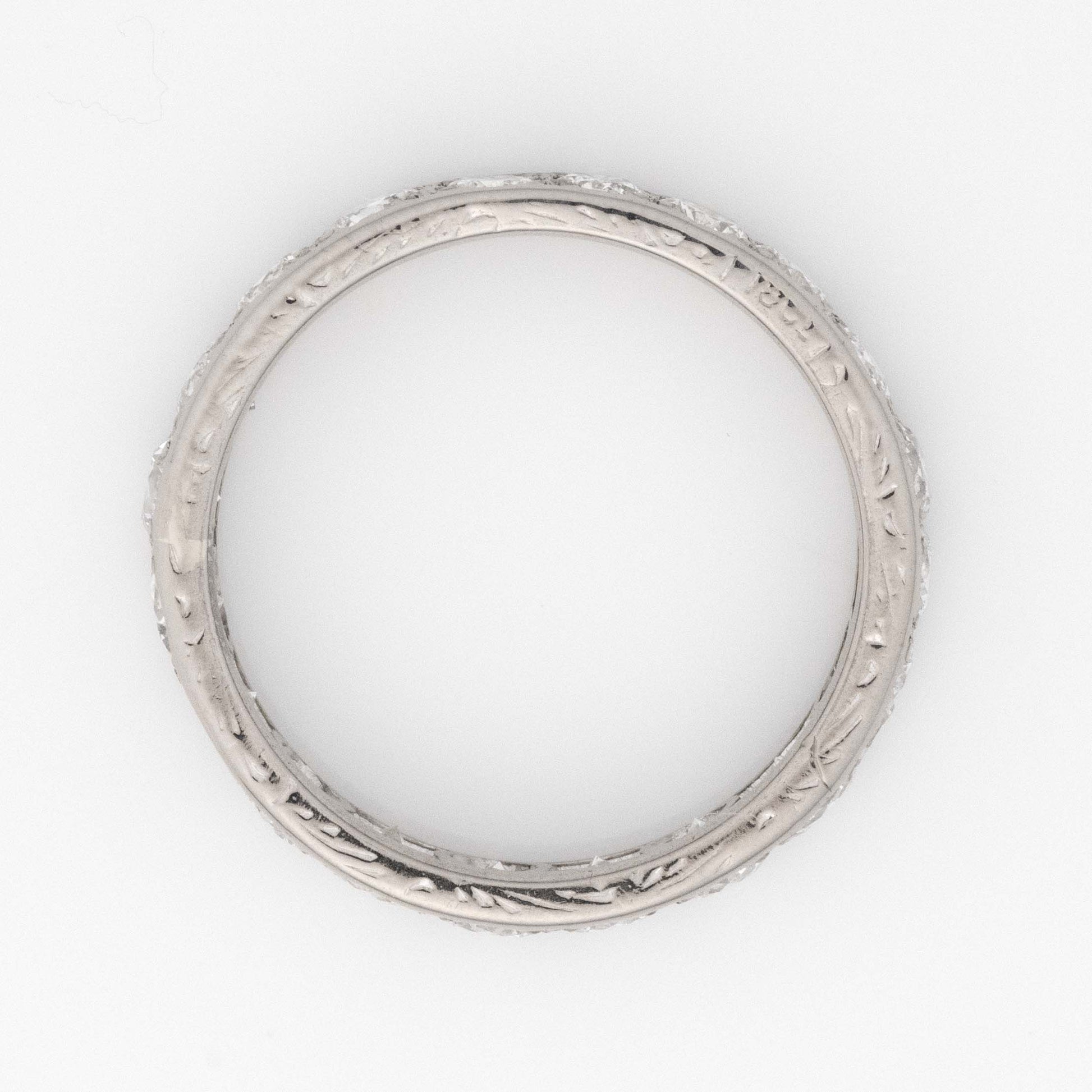 Art Deco 18ct White Gold Diamond Eternity Ring Size O 1/2 - Friar House