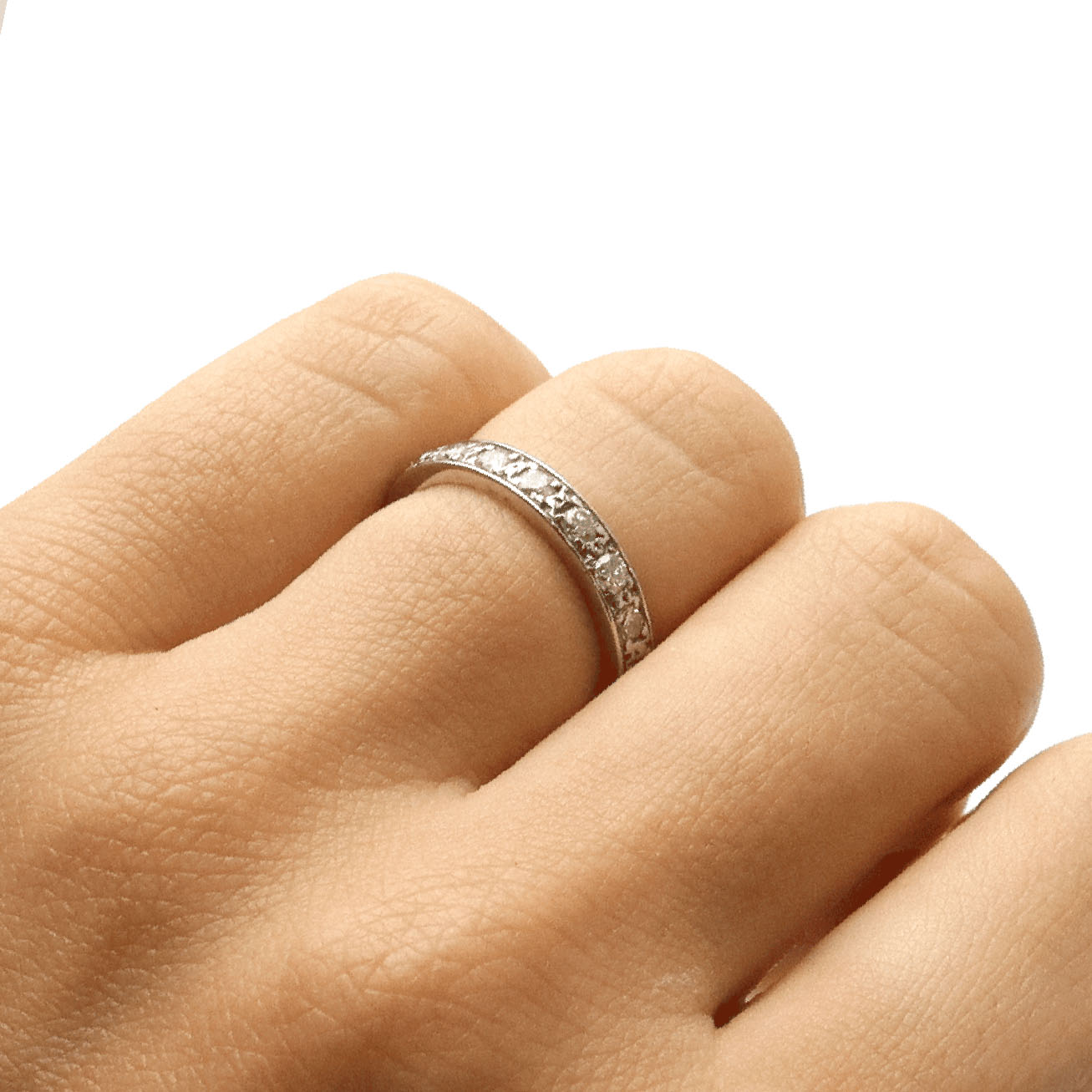 Art Deco 18ct White Gold Diamond Eternity Ring, size J 1/2 - Friar House