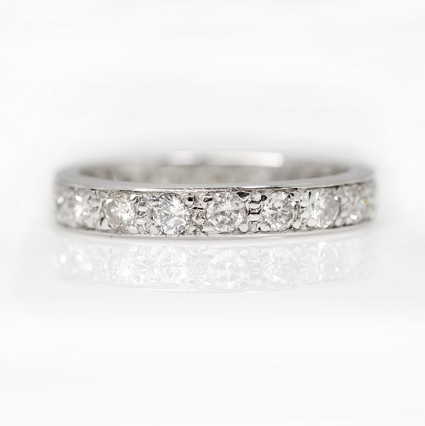 Art Deco 18ct White Gold Diamond Eternity Ring, size J 1/2 - Friar House