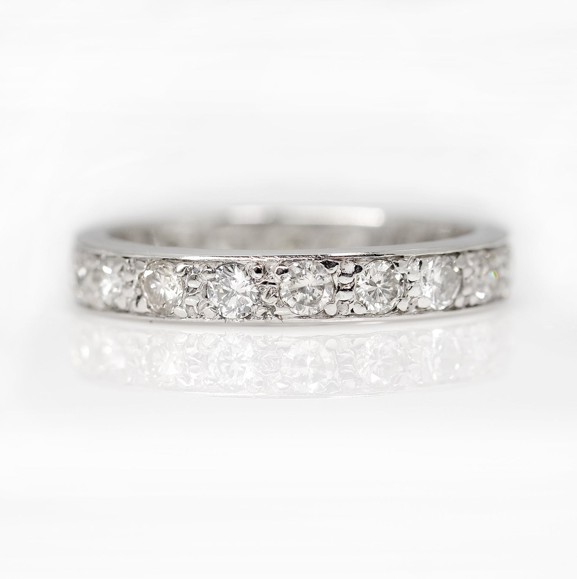 Art Deco 18ct White Gold Diamond Eternity Ring, size J 1/2 - Friar House