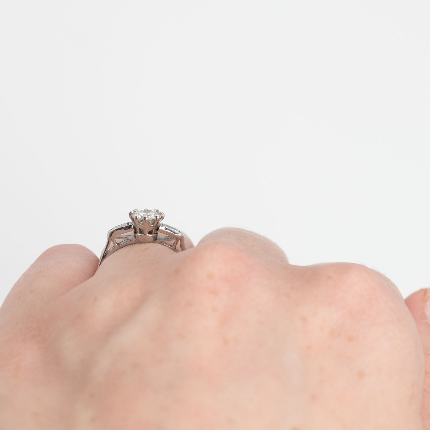 Art Deco 18ct White Gold Diamond Solitaire Ring - Friar House