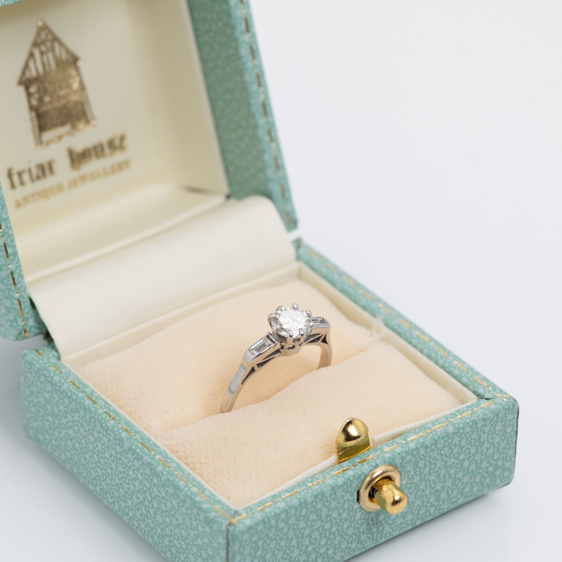 Art Deco 18ct White Gold Diamond Solitaire Ring - Friar House