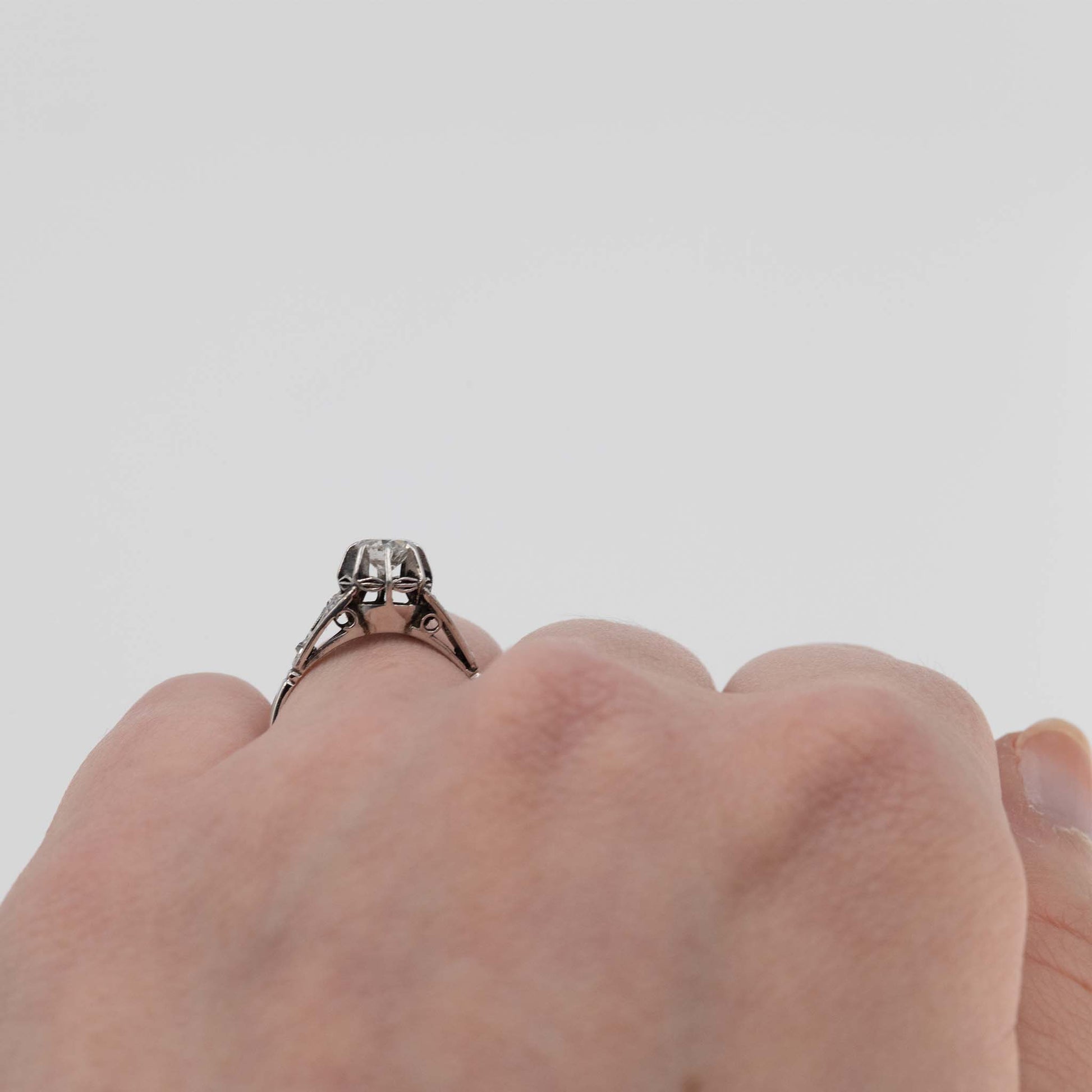 Art Deco 18ct White Gold Diamond Solitaire Ring - Friar House
