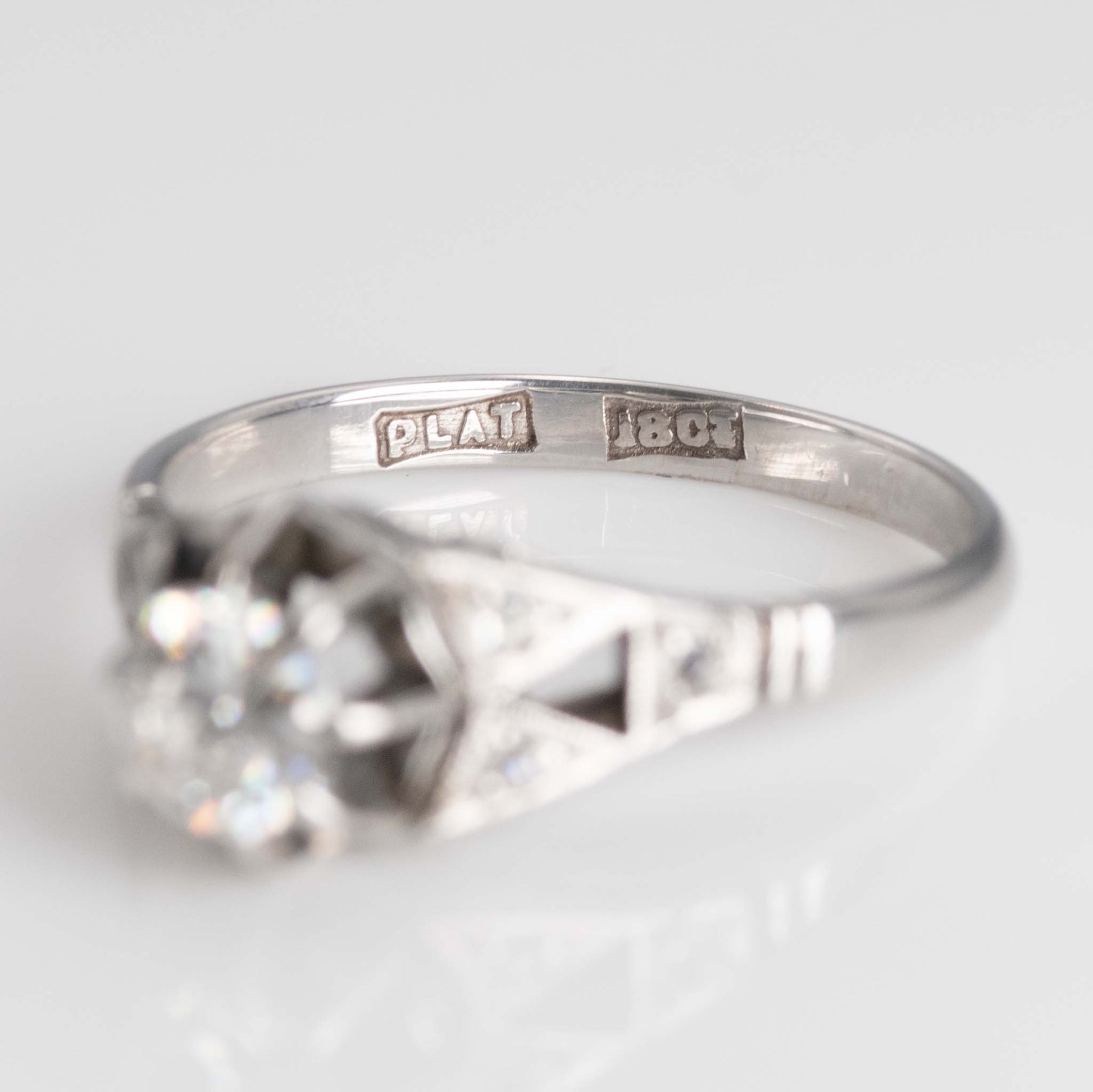 Art Deco 18ct White Gold Diamond Solitaire Ring - Friar House