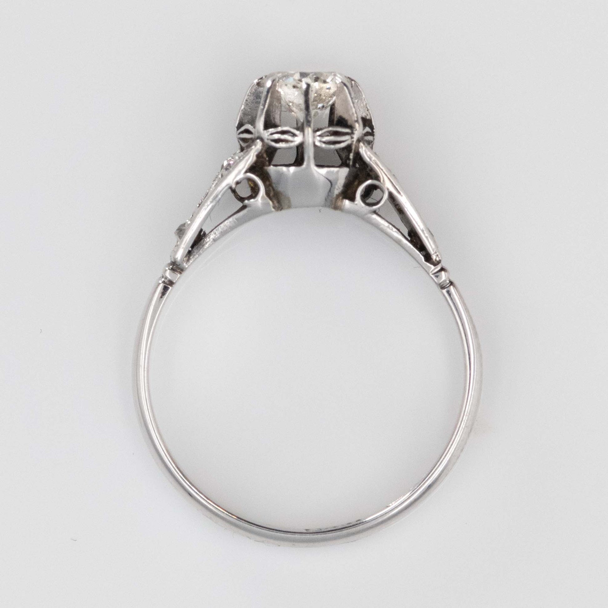 Art Deco 18ct White Gold Diamond Solitaire Ring - Friar House
