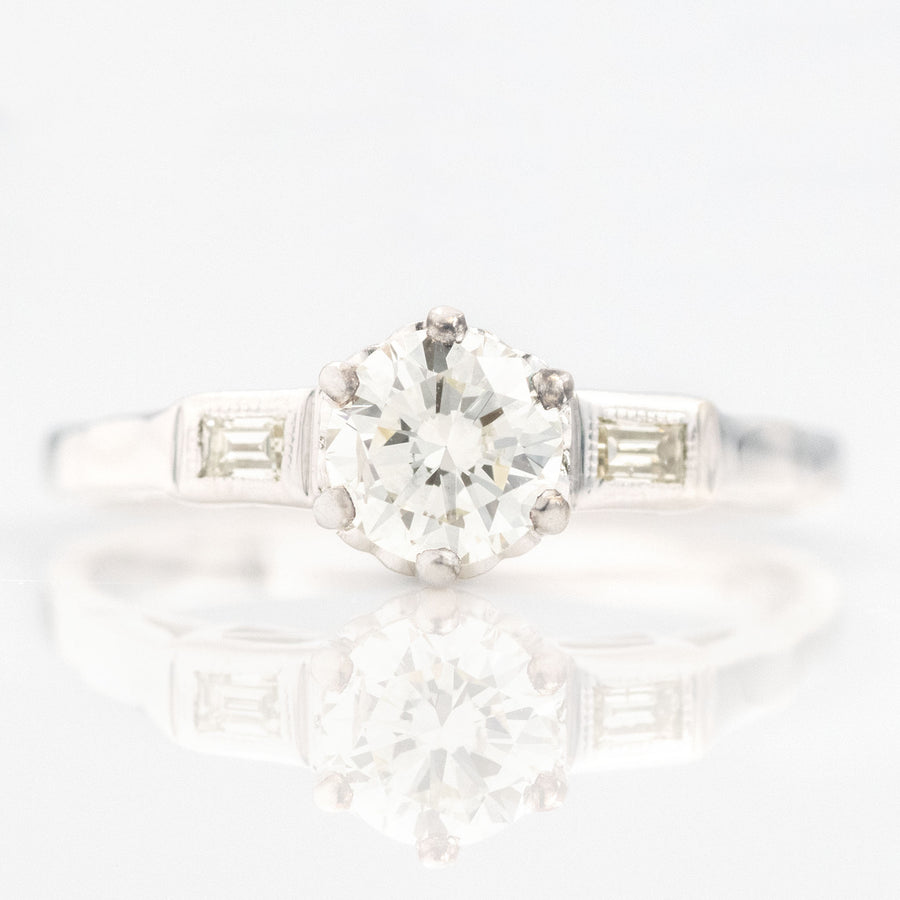 Art Deco 18ct White Gold Diamond Solitaire Ring - Friar House
