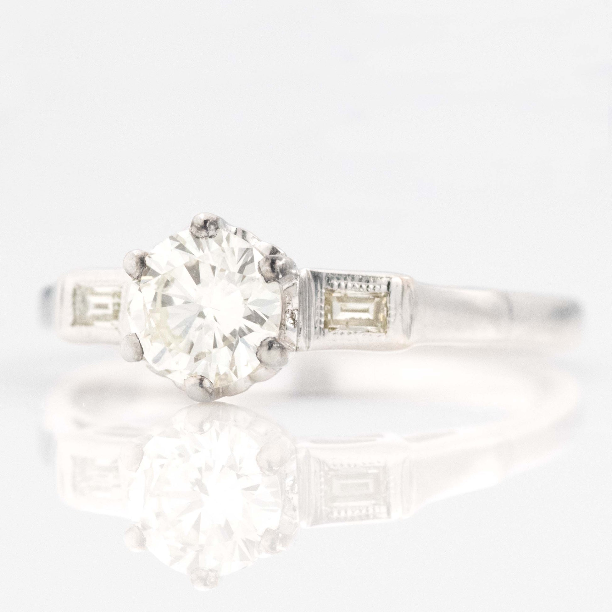 Art Deco 18ct White Gold Diamond Solitaire Ring - Friar House