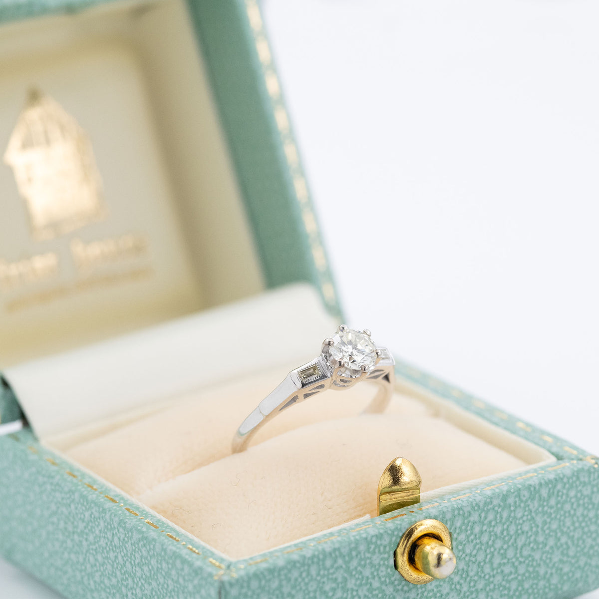Art Deco 18ct White Gold Diamond Solitaire Ring - Friar House