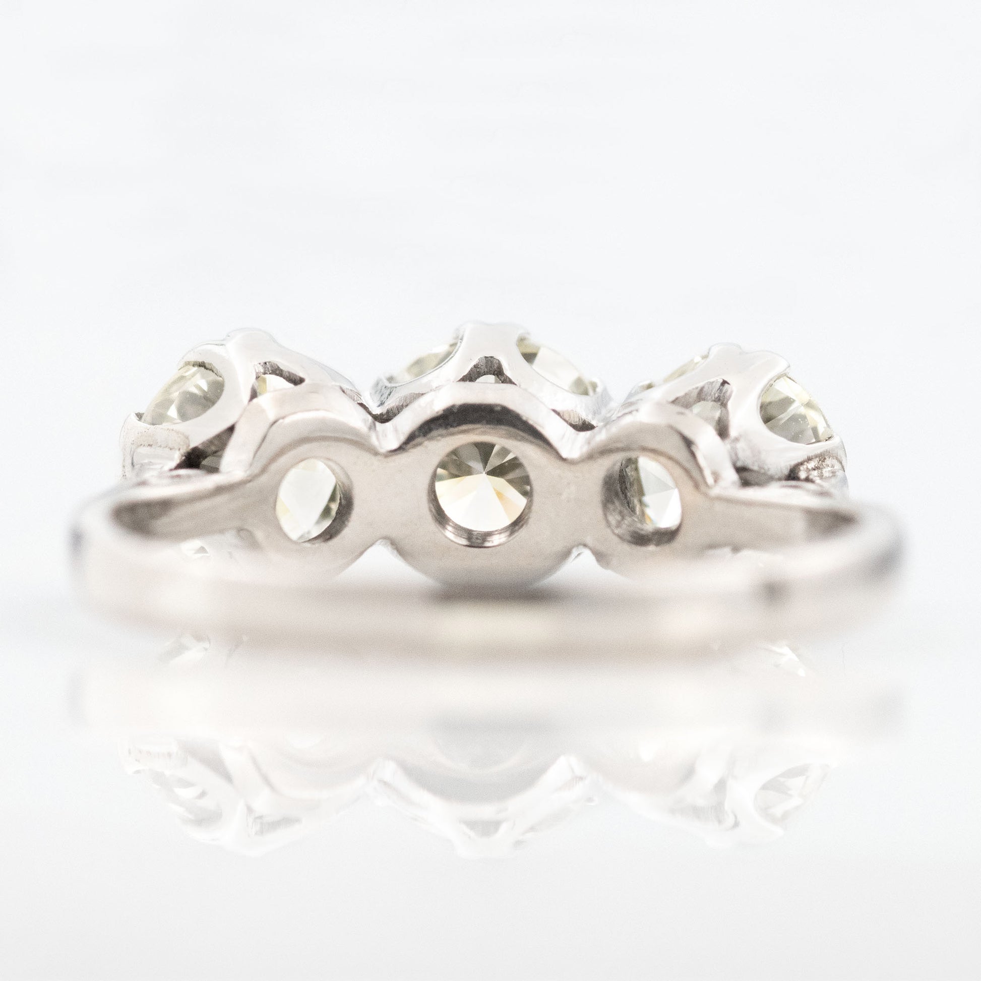 Art Deco 18ct White Gold Diamond Three Stone Ring - Friar House