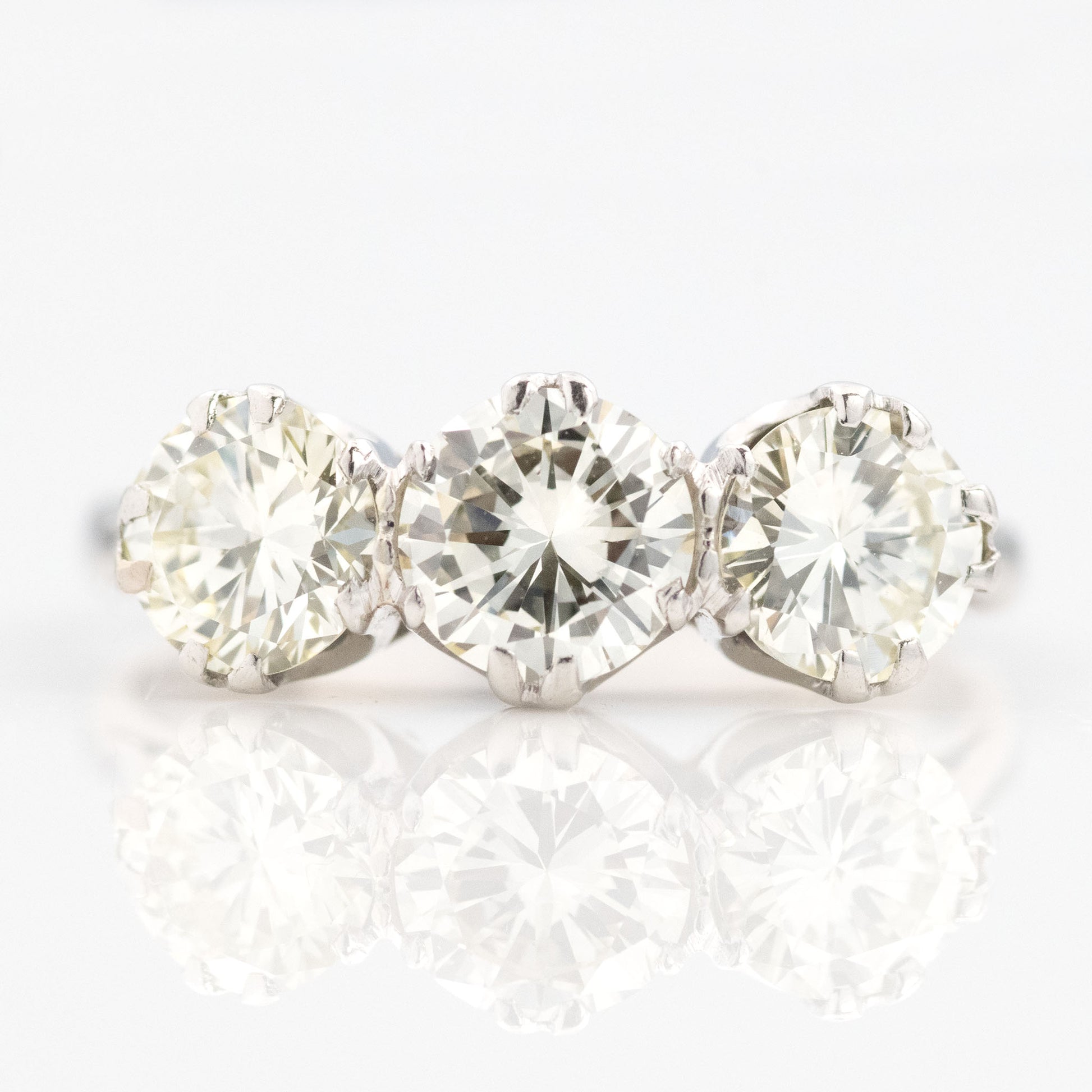 Art Deco 18ct White Gold Diamond Three Stone Ring - Friar House
