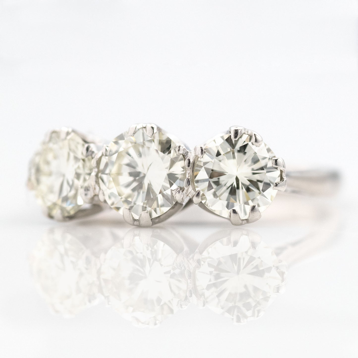 Art Deco 18ct White Gold Diamond Three Stone Ring - Friar House