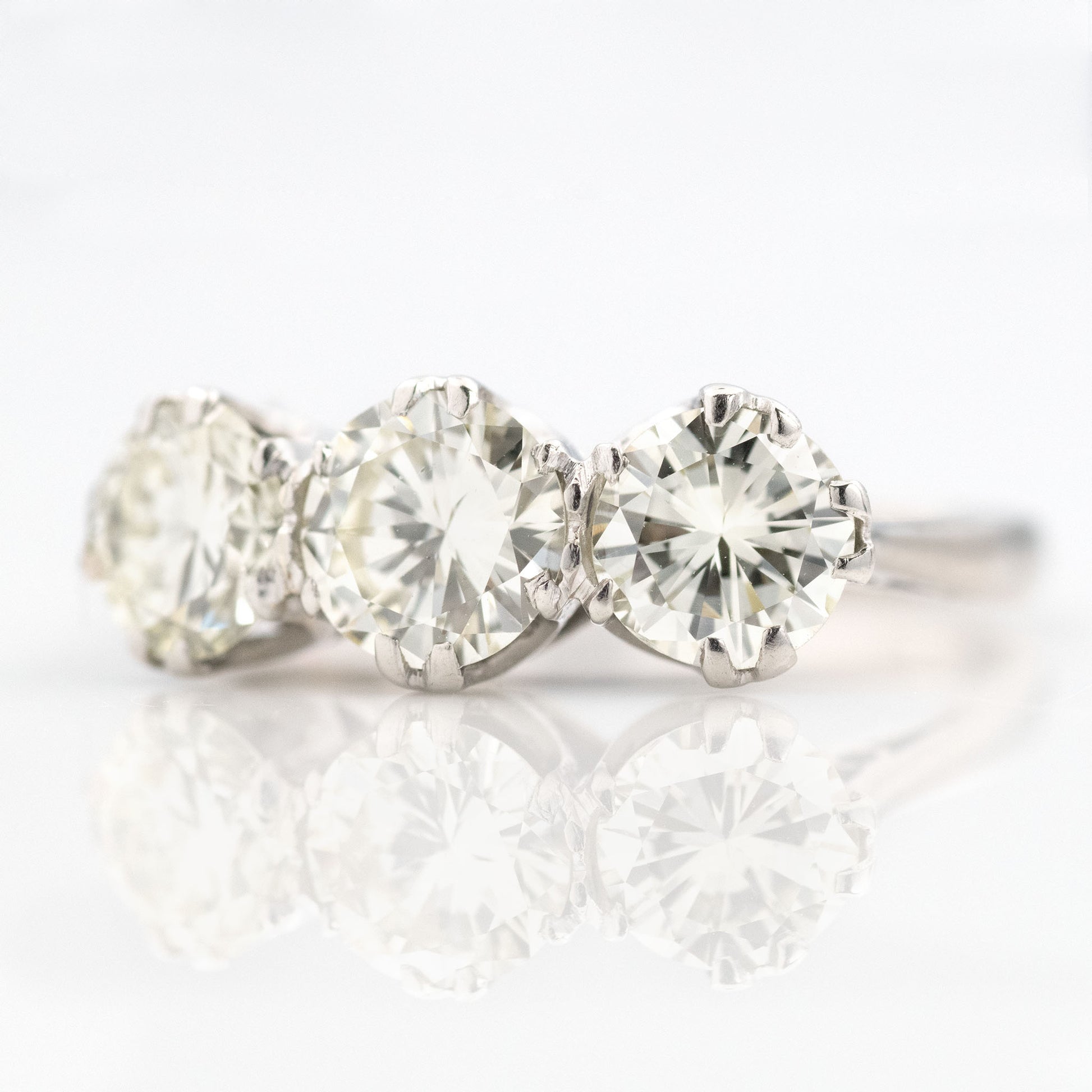 Art Deco 18ct White Gold Diamond Three Stone Ring - Friar House