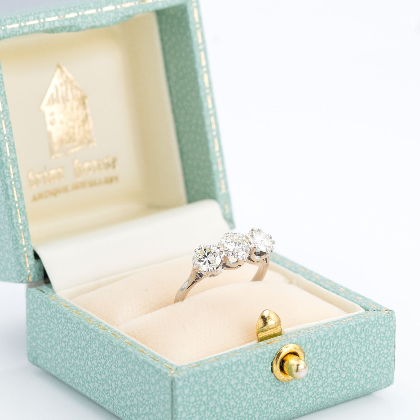Art Deco 18ct White Gold Diamond Three Stone Ring - Friar House