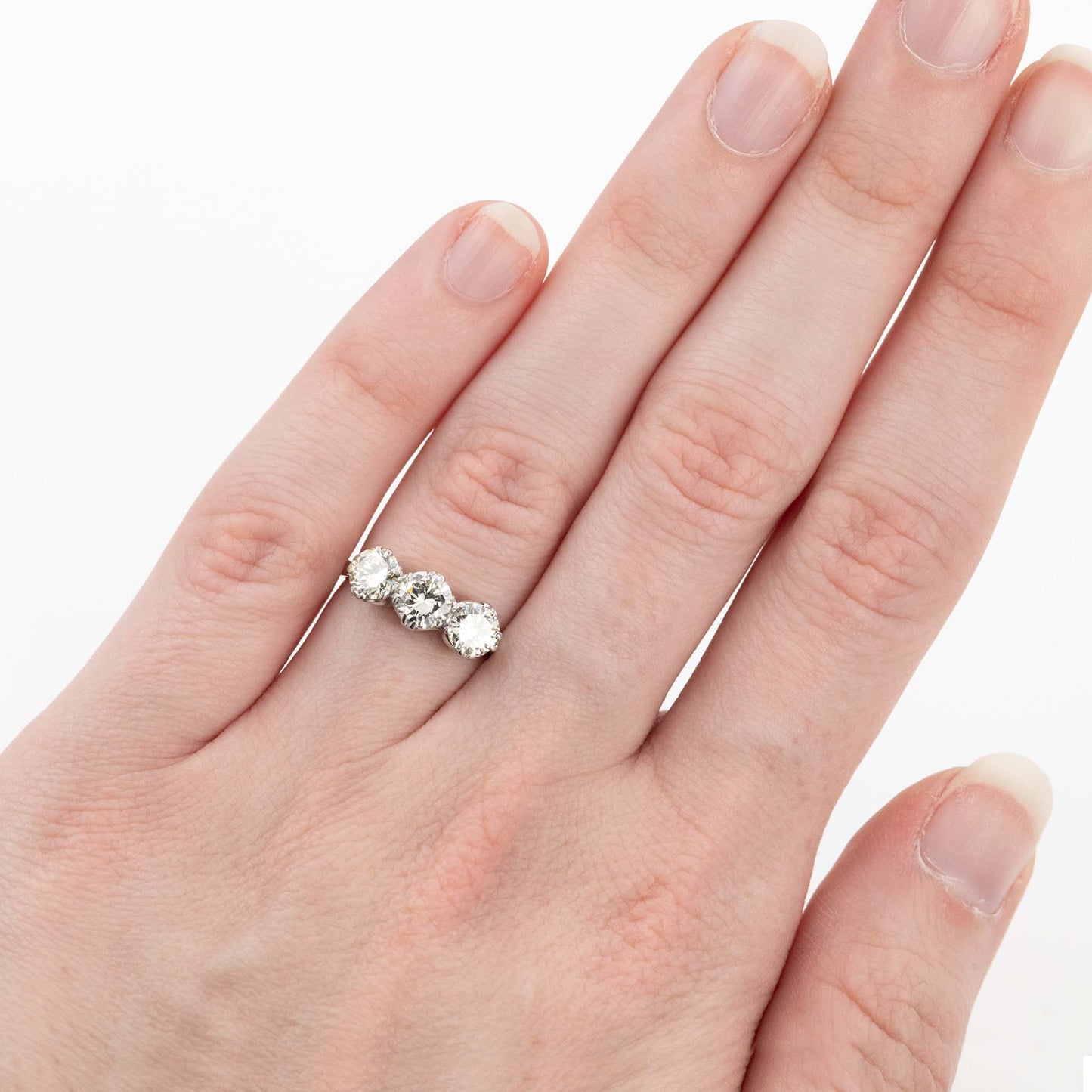 Art Deco 18ct White Gold Diamond Three Stone Ring - Friar House