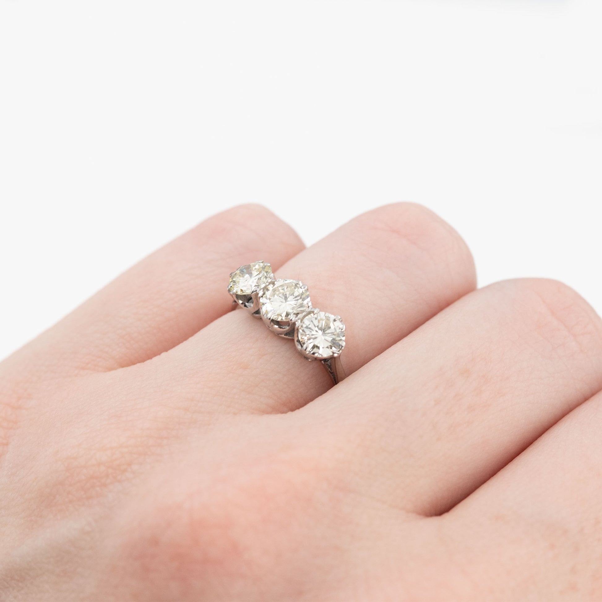 Art Deco 18ct White Gold Diamond Three Stone Ring - Friar House