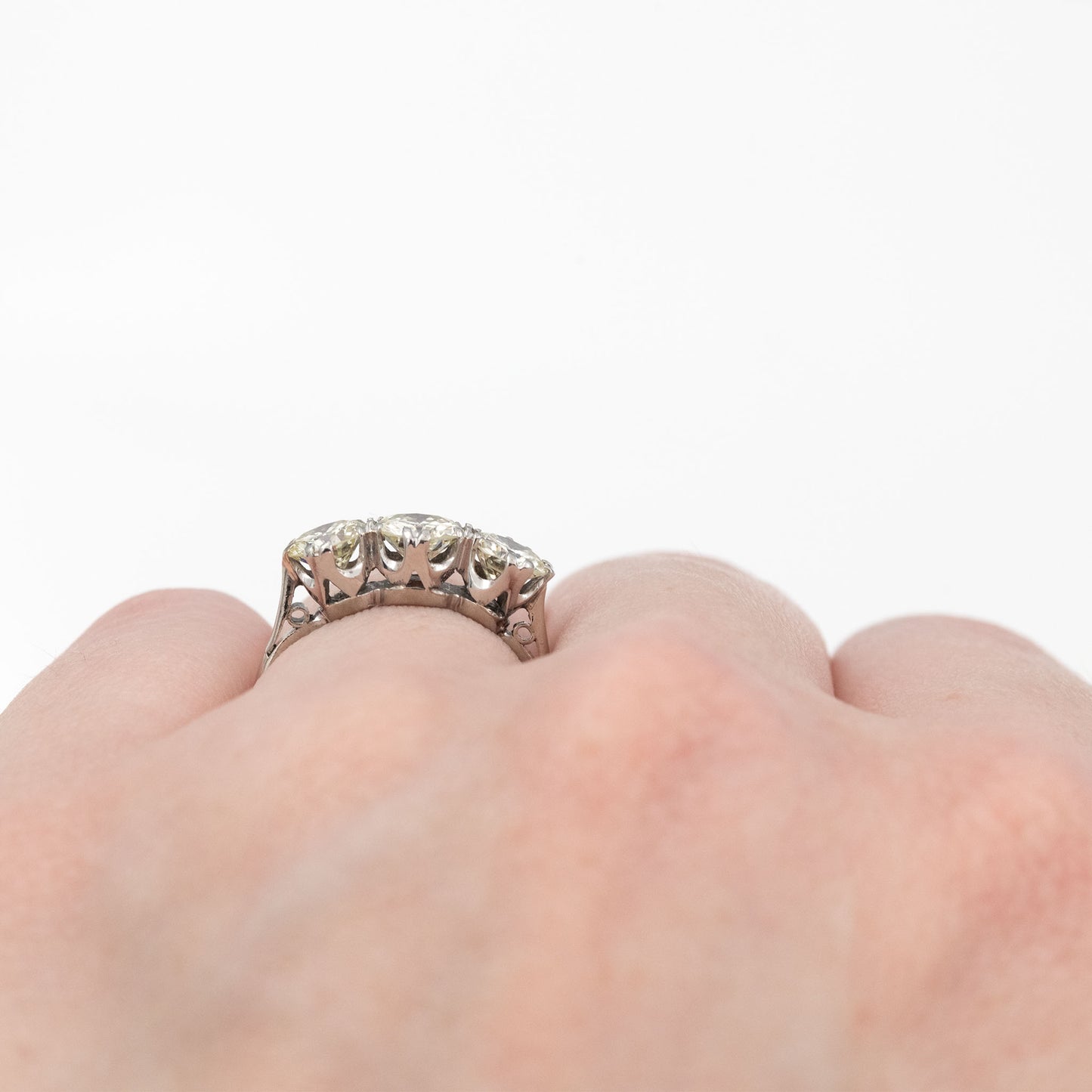 Art Deco 18ct White Gold Diamond Three Stone Ring - Friar House