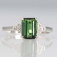 Art Deco 18ct White Gold Green Tourmaline Ring - Friar House