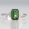 Art Deco 18ct White Gold Green Tourmaline Ring